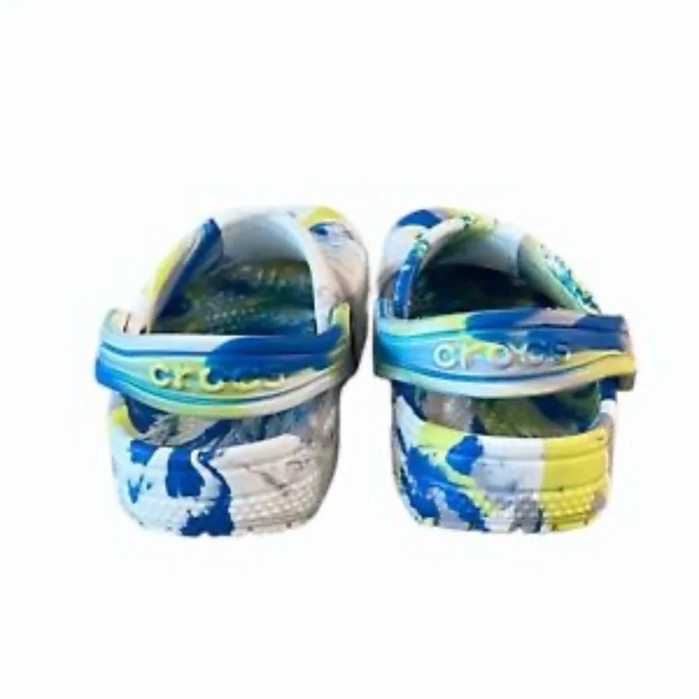 Crocs Classic Girls Blue White Clogs Size 6 Toddler